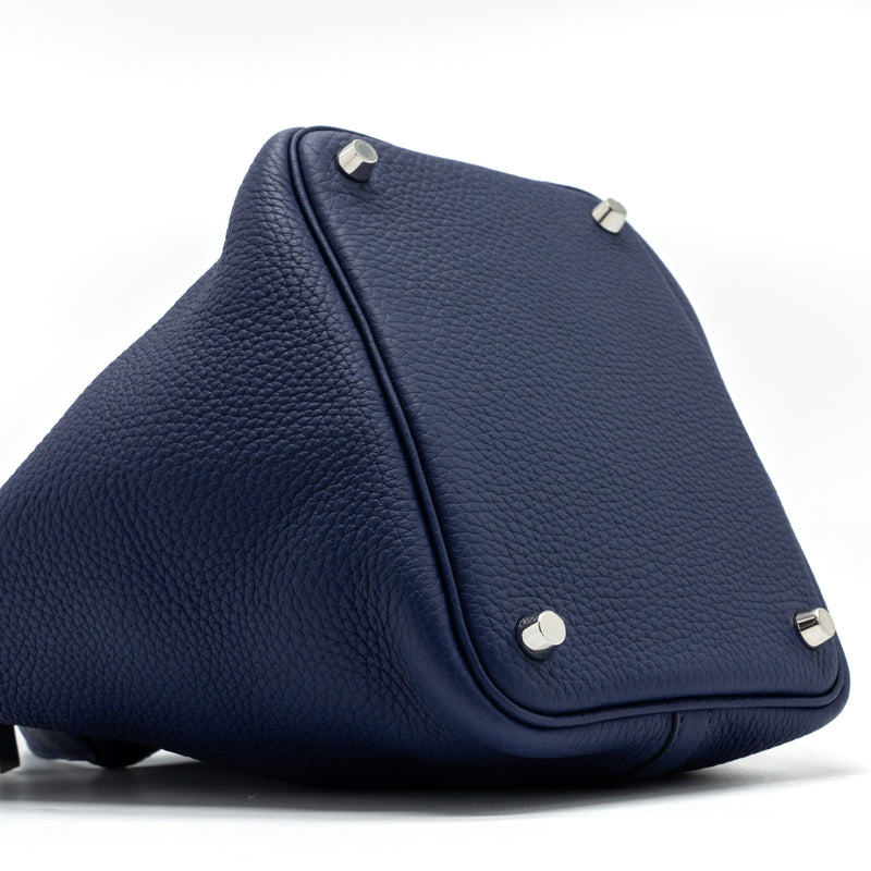 hermes picotin 18 lock bag clemence Blue Encre SHW stamp C