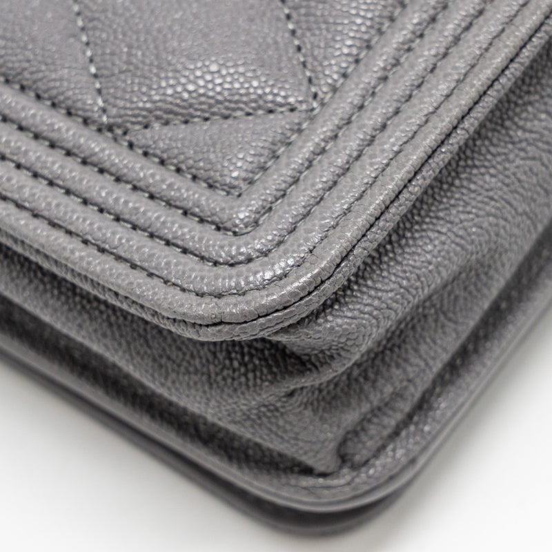 Chanel Boy Wallet on Chain Caviar Grey LGHW