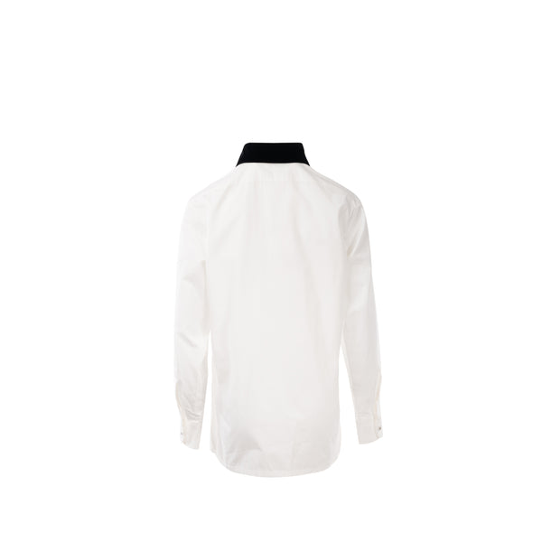 Chanel 22B Size 38 Blouse Shirt Cotton/ Silk White / Black