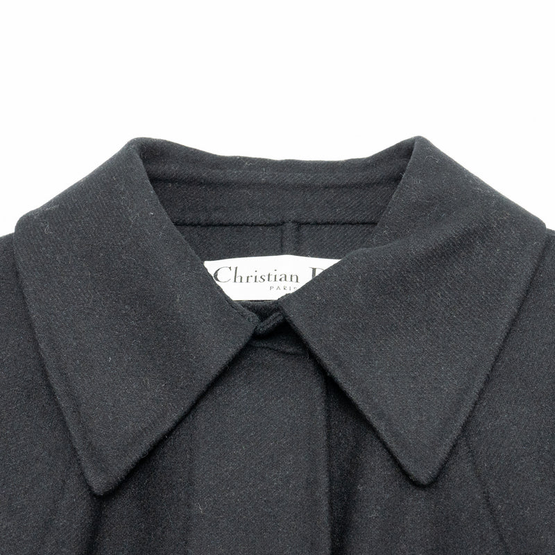 Dior Size 36 Coat with Belt Wool/Rabbit Hair Black