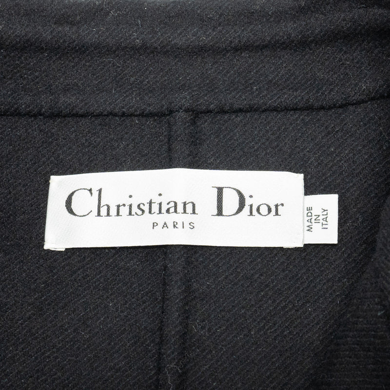 Dior Size 36 Coat with Belt Wool/Rabbit Hair Black