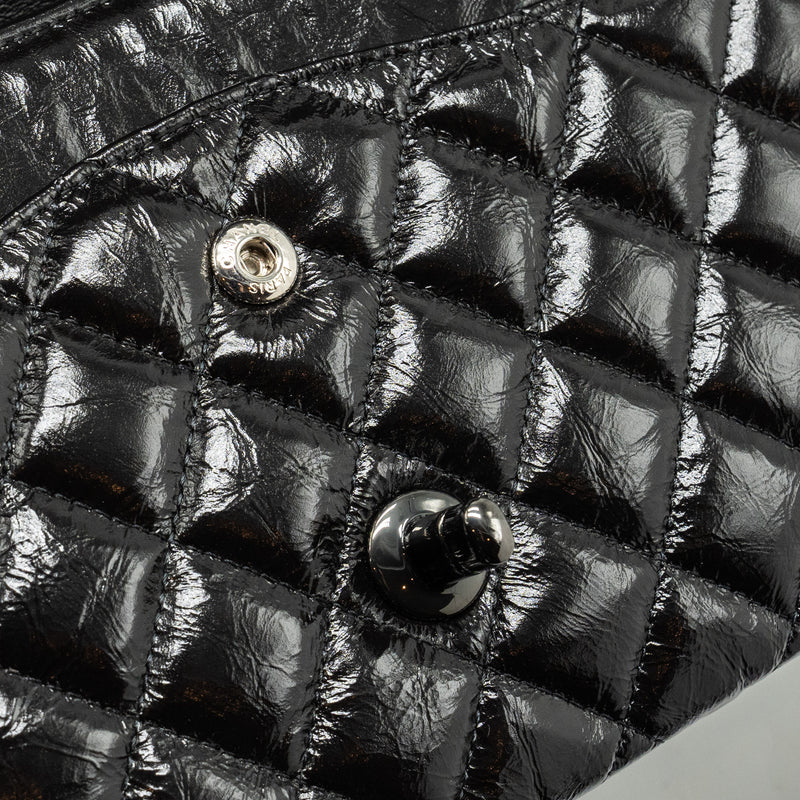 Chanel medium classic double flap bag shiny aged calfskin so black