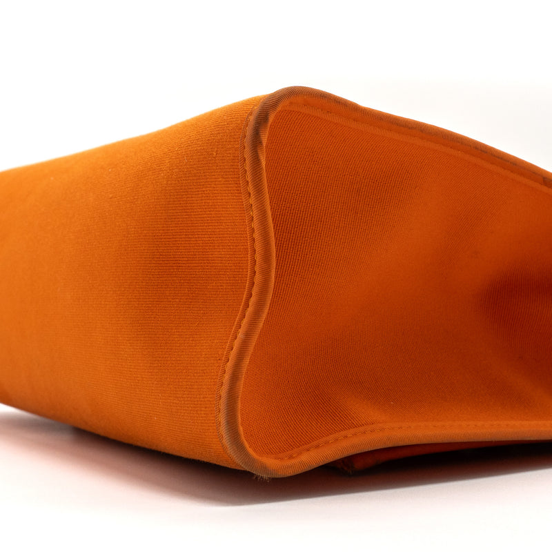 Hermes Herbag 31 Zip Bag Canvas/Hunter Orange SHW Stamp Square R