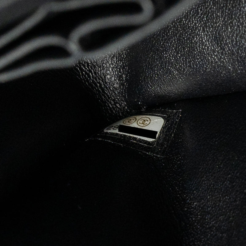 Chanel medium classic double flap bag shiny aged calfskin so black