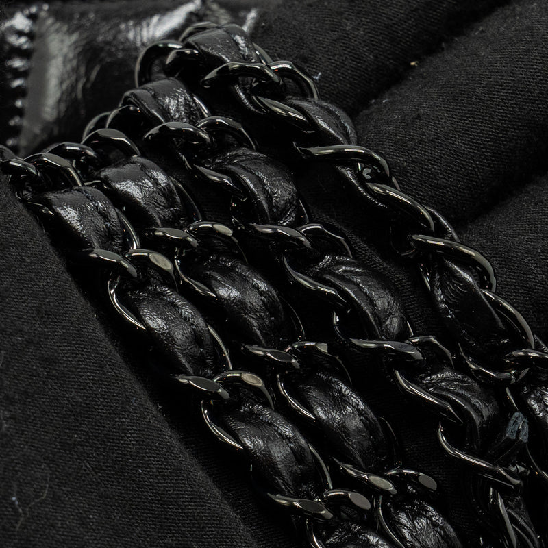 Chanel medium classic double flap bag shiny aged calfskin so black