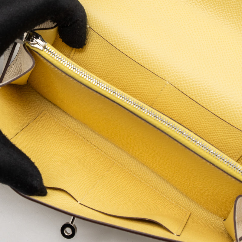 Hermes Kelly Long To Go Verso Nata/ Jaune poussin Epsom leather