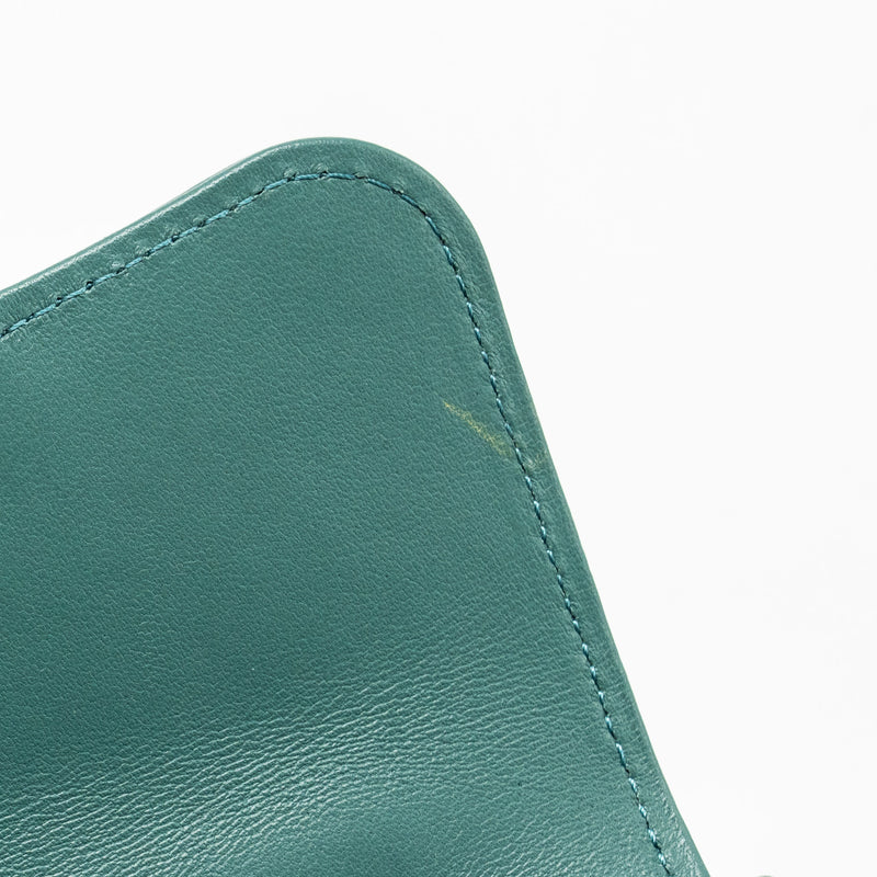 Chanel top handle mini flap bag with chain lambskin green GHW