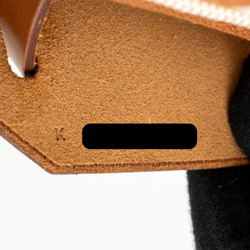 Hermes Herbag Mini Canvas/Hunter Leather Ecru/Beige/Fauve GHW Stamp K