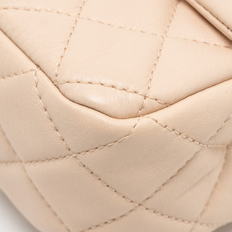 Chanel Pearl Crush Mini Rectangular flap bag Lambskin light pink GHW (microchip)