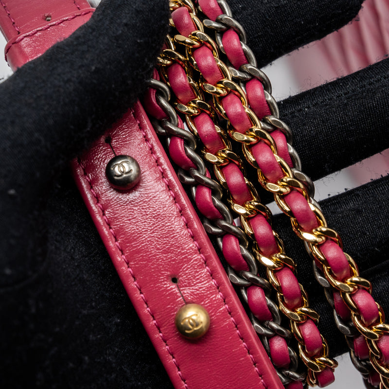 Chanel large chevron Gabrielle hobo bag calfskin raspberry multicolour hardware