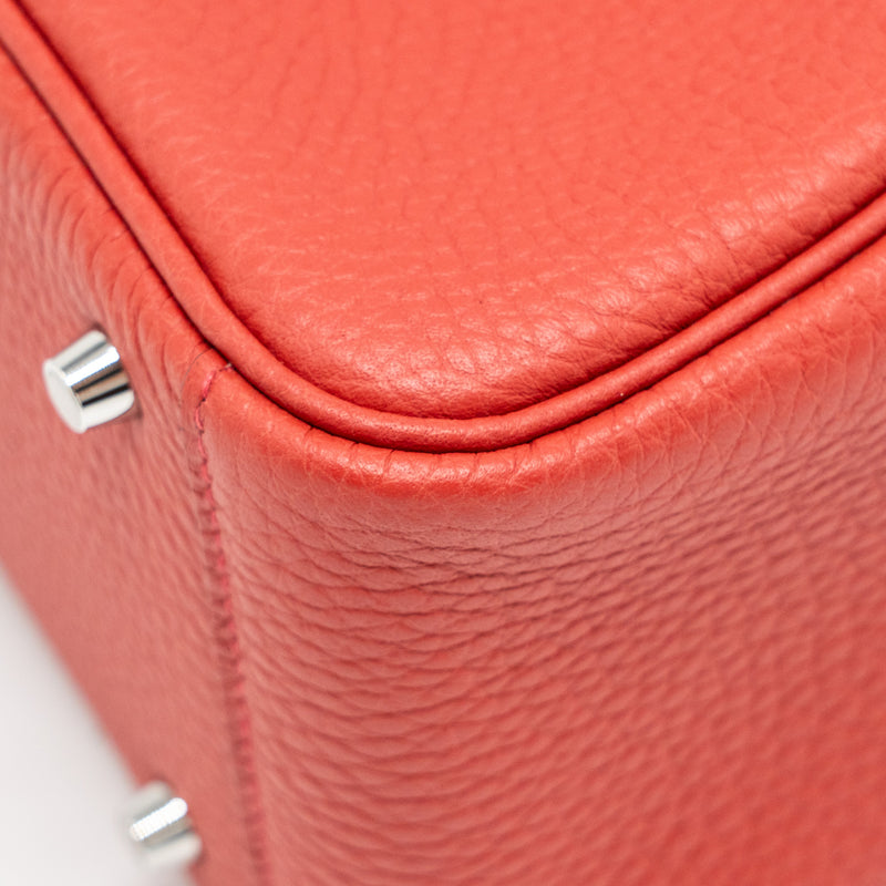 Hermes Mini Lindy Clemence Vermillon SHW Stamp B