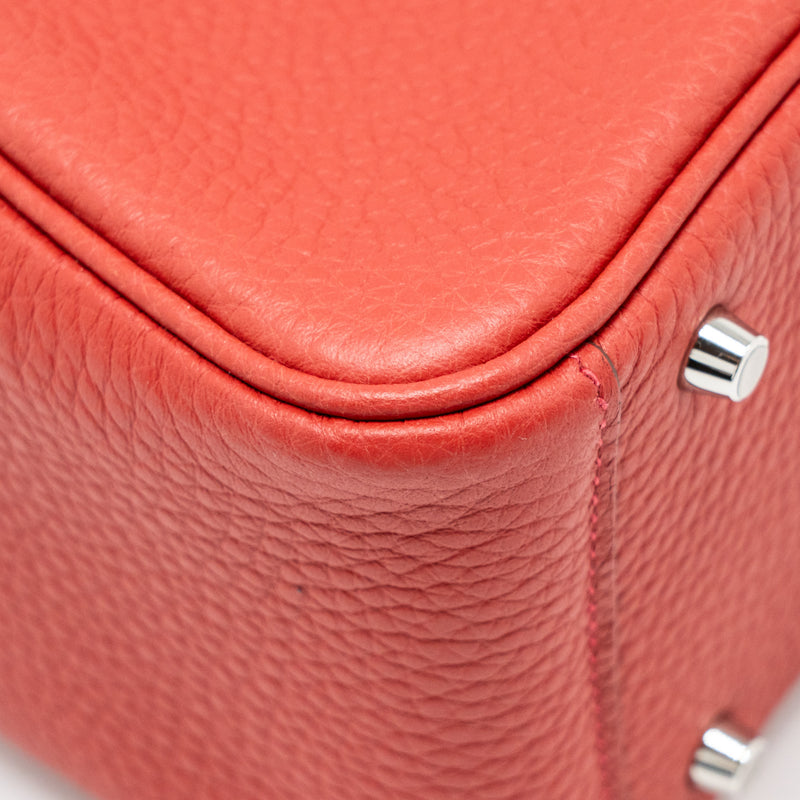 Hermes Mini Lindy Clemence Vermillon SHW Stamp B