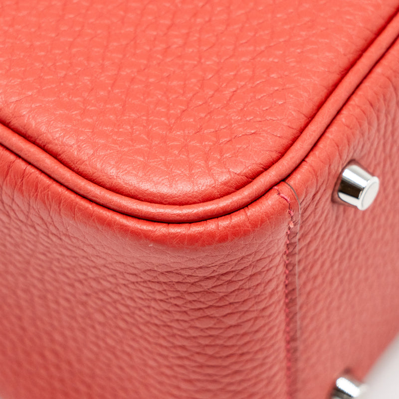 Hermes Mini Lindy Clemence Vermillon SHW Stamp B