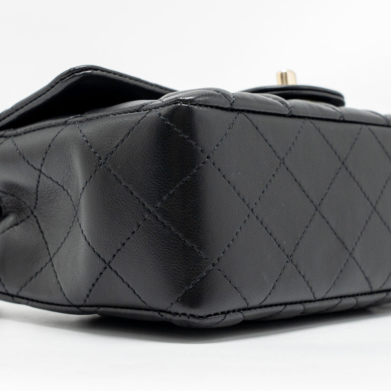 Chanel Mini Rectangular Flap Bag Lambskin Black LGHW (microchip)