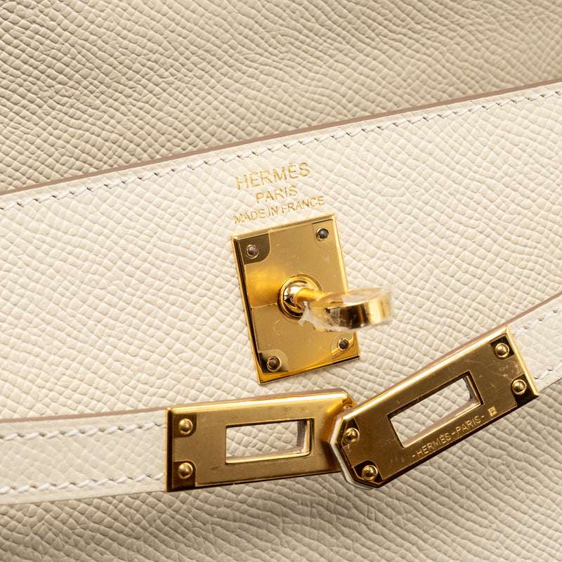 Hermes Kelly 25 Epsom Craie GHW Stamp W
