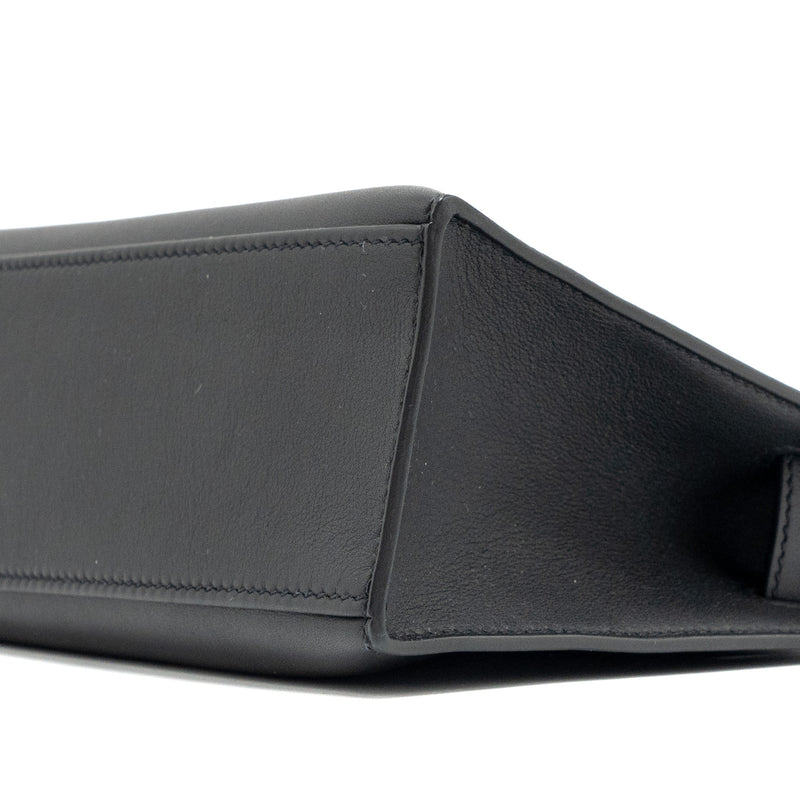 Hermes Kelly Pochette Swift Black RGHW Stamp Z