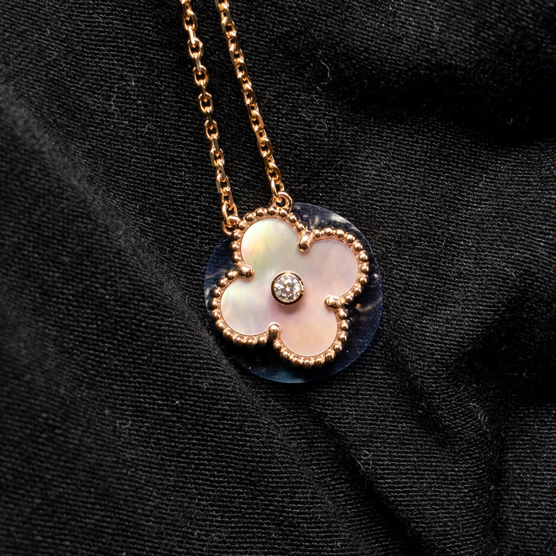 Van Cleef & Arpels 2025 Holiday  Pendant Pink Mother of Pearl Rose Gold with Diamond