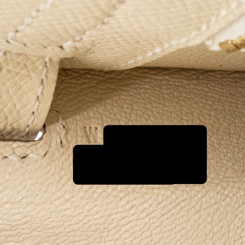 Hermes Kelly 25 Epsom Craie GHW Stamp W