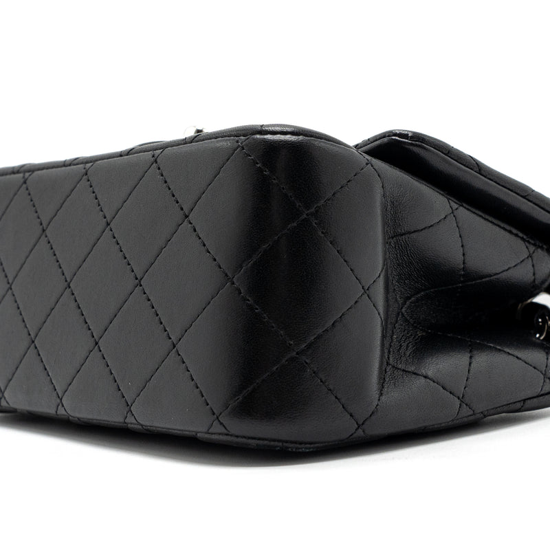 Chanel mini square flap bag lambskin black SHW