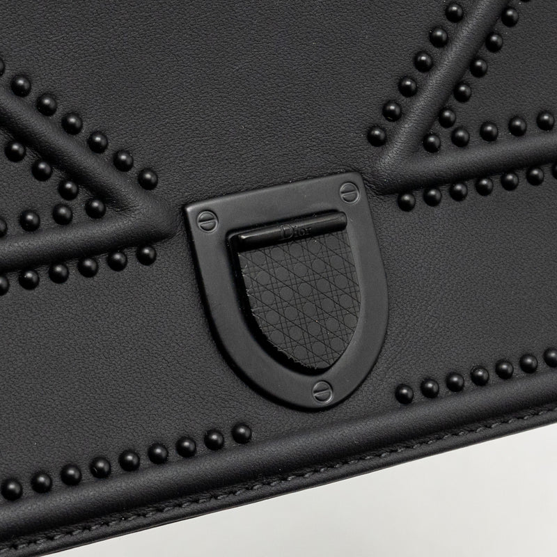 Dior Studded Diorama Wallet on Chain Leather So Black