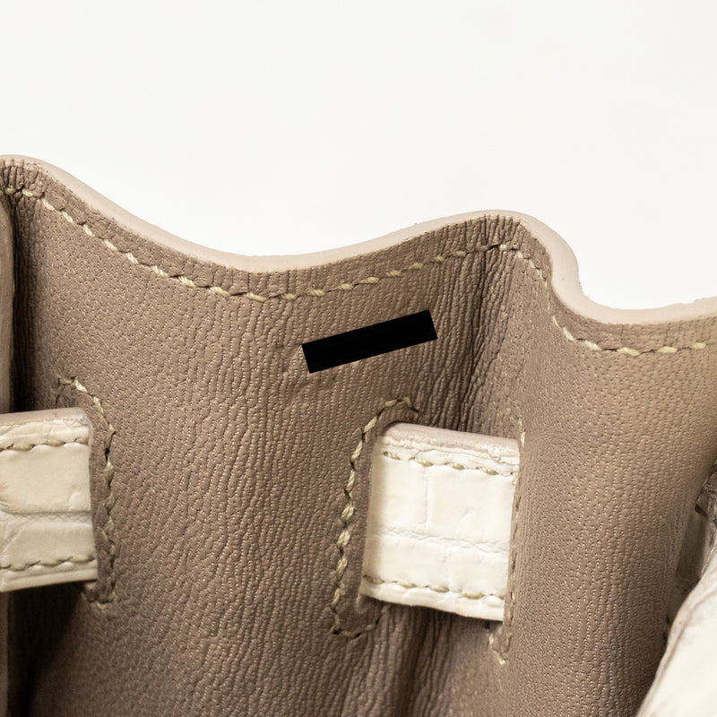 Hermes kelly 32 crocodile niloticus Himalaya blanc SHW stamp Y