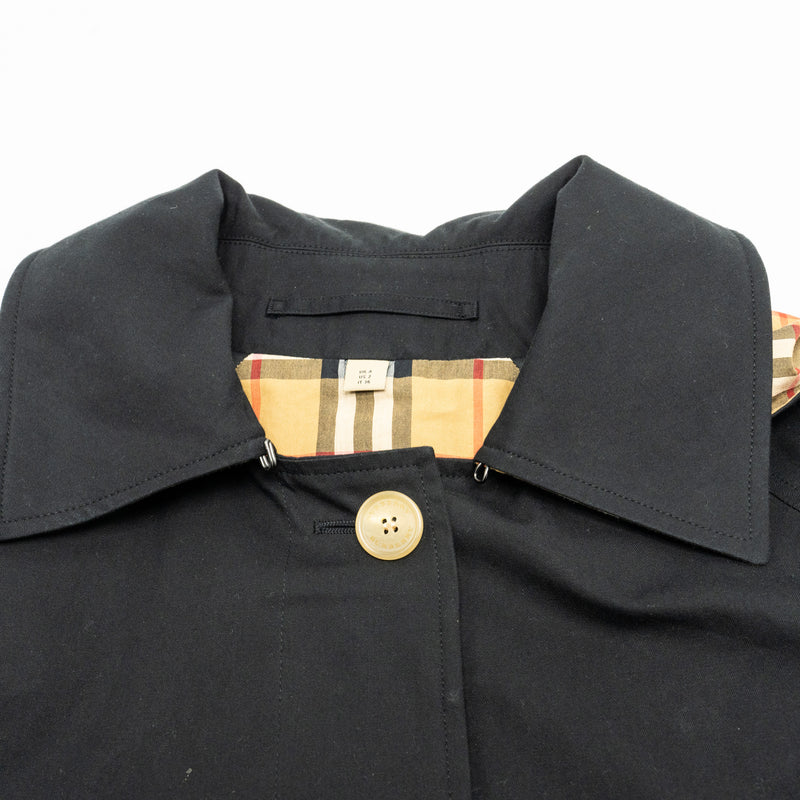 Burberry Size IT36 Heritage Trench Coat Cotton Black