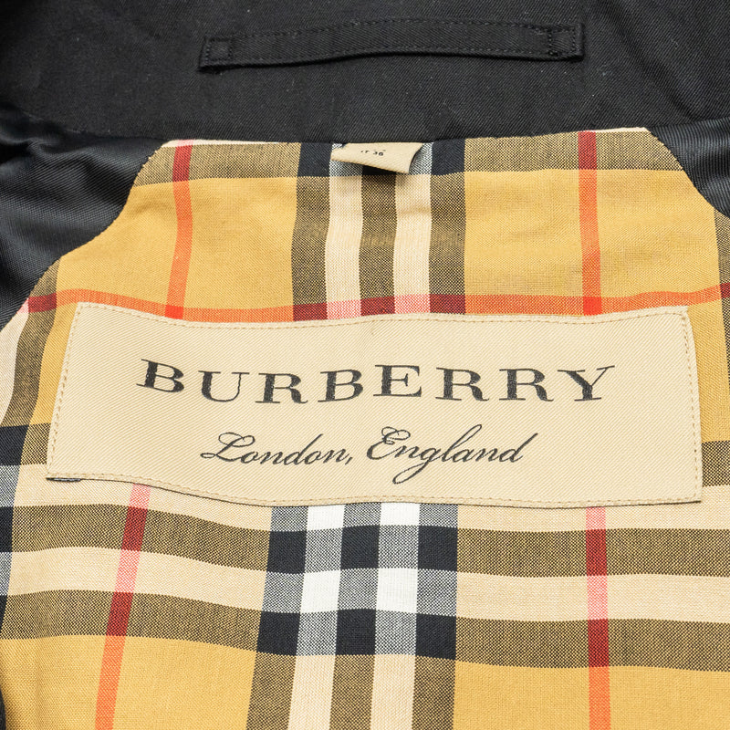 Burberry Size IT36 Heritage Trench Coat Cotton Black