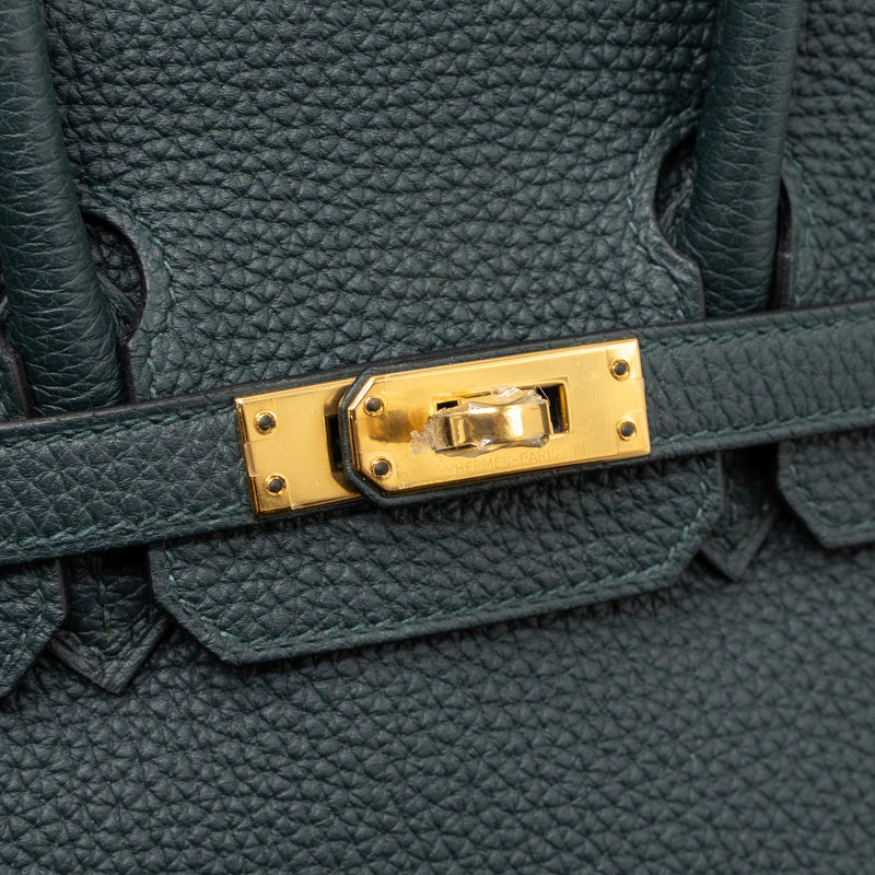Hermes Birkin 25 Togo Vert Cypres GHW Stamp C