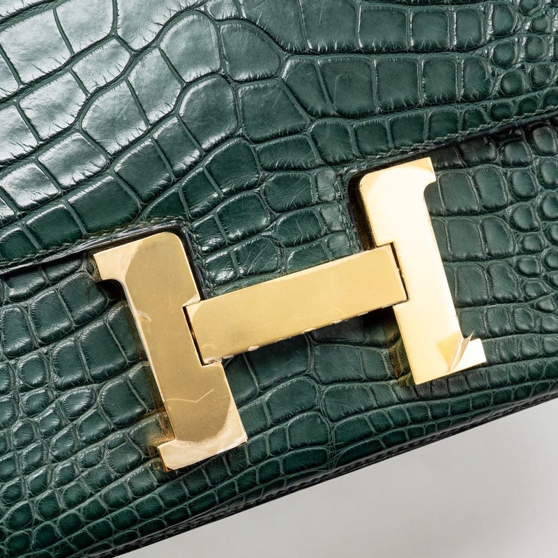 Hermes Constance 24 ALLIGATOR MISSISSIPPIENSIS MAT Vert Fonce GHW Stamp X