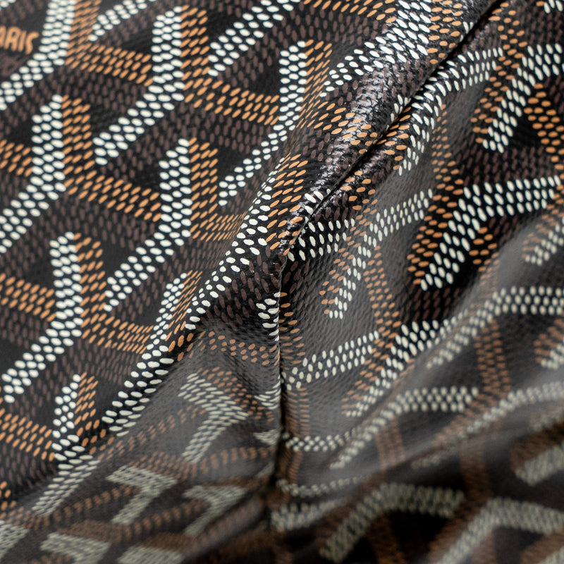 Goyard Saint Louis GM Tote Goyardine Canvas Black/Brown SHW