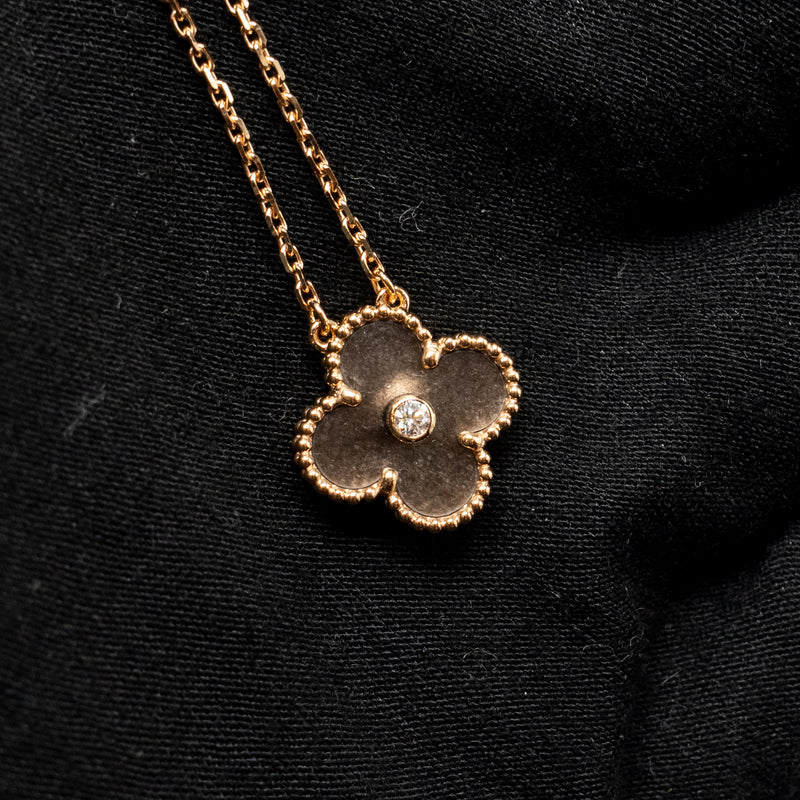 VAN CLEEF & ARPELS 2023 HOLIDAY LIMITED PENDANT SILVER OBSIDIAN / ROSE GOLD / DIAMOND