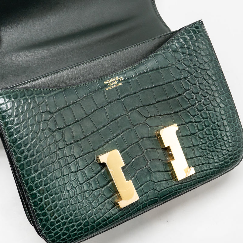Hermes Constance 24 ALLIGATOR MISSISSIPPIENSIS MAT Vert Fonce GHW Stamp X