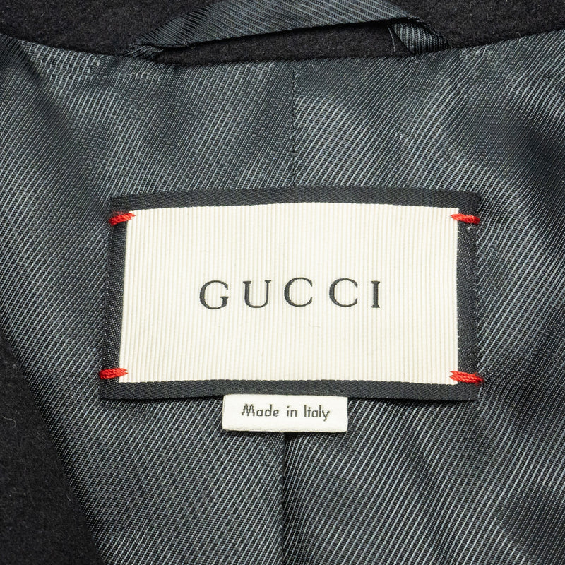 Gucci Size 38 GG Pearl Button Coat Wool Black