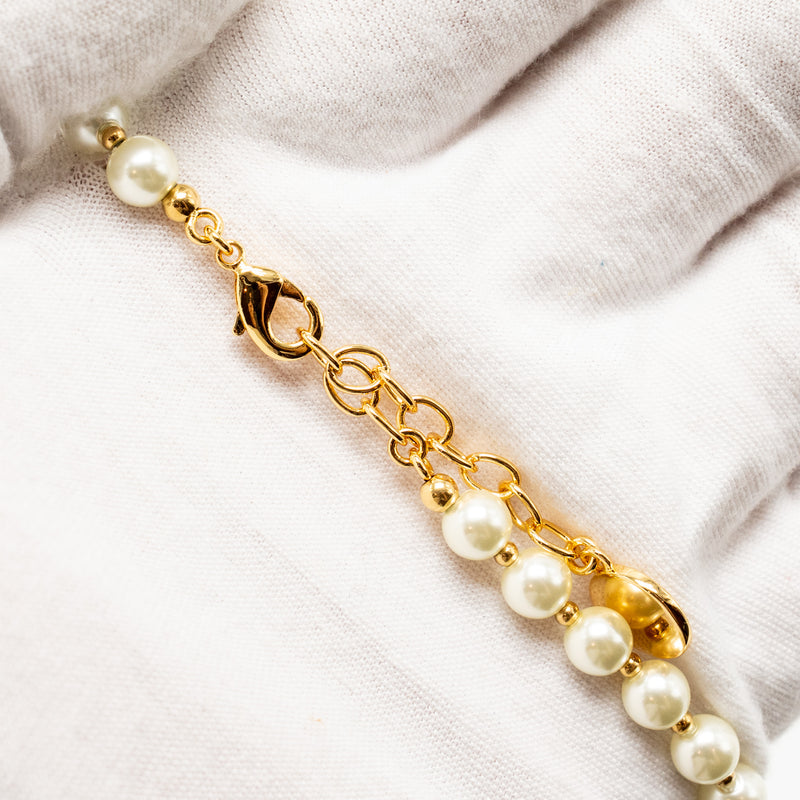 Dior 30 Montaigne Short Pearl Necklace Gold Tone