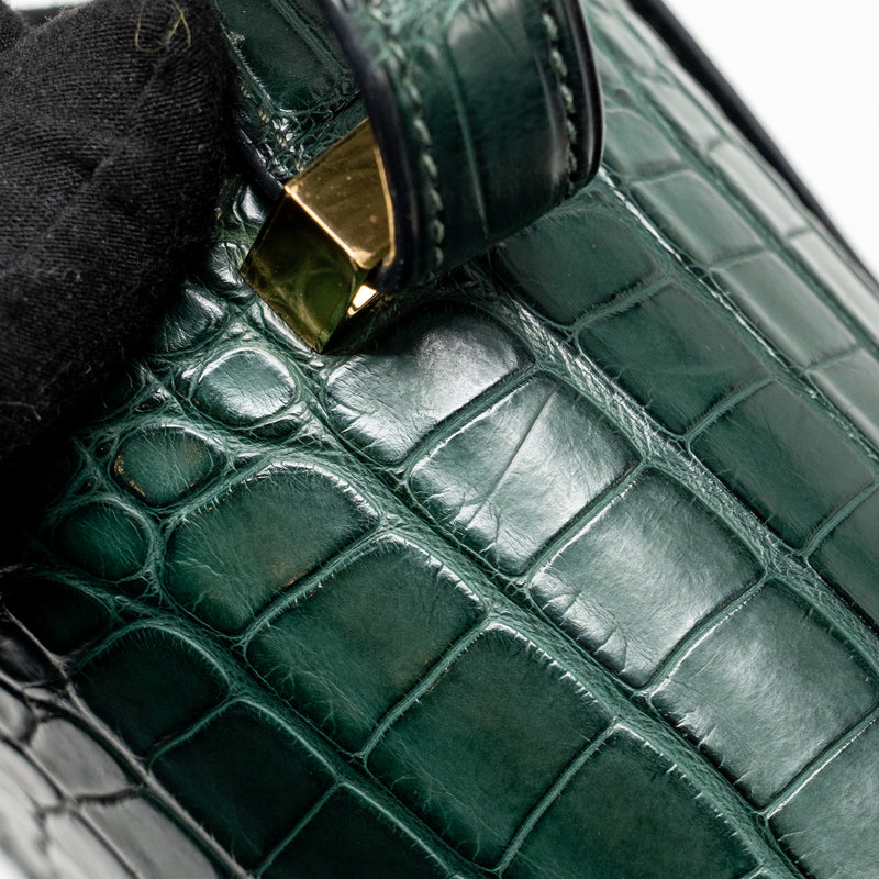 Hermes Constance 24 ALLIGATOR MISSISSIPPIENSIS MAT Vert Fonce GHW Stamp X