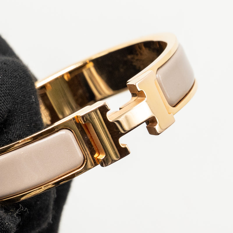 Hermes Size ST Clic H Bracelet Marron Glace RGHW