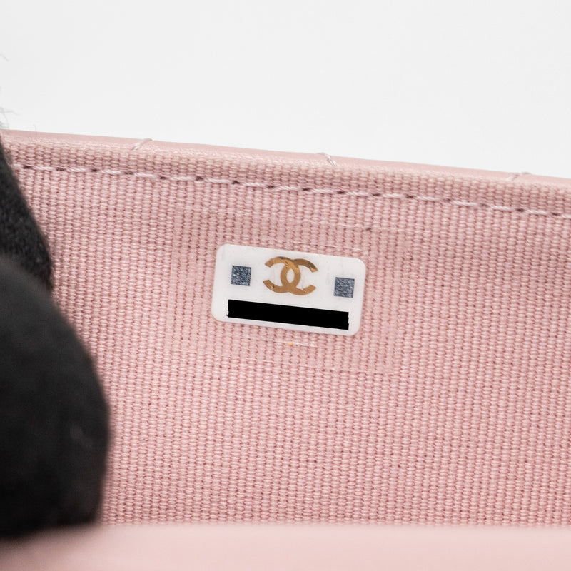 Chanel mini flap card holder with chain limited edition lambskin light pink GHW (microchip)