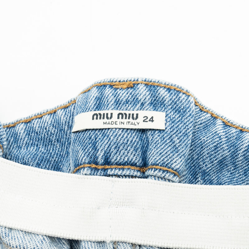 Miu miu size 24 sapphire denim blue shorts