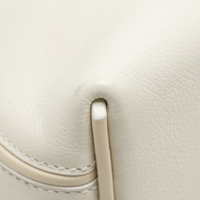 Hermes Mini 2424 24/24-21 Bag Evercolor/Swift Blanc / Nata GHW Stamp U