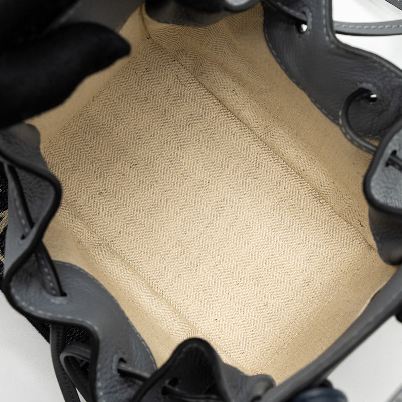 Loewe Mini Hammock Drawstring in Soft Grained Calfskin Asphalt Grey GHW