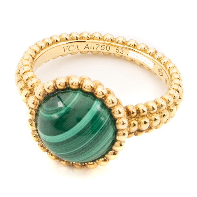Van Cleef and Arpels size 53 Perlee Couleurs Ring 18K yellow gold, Malachite