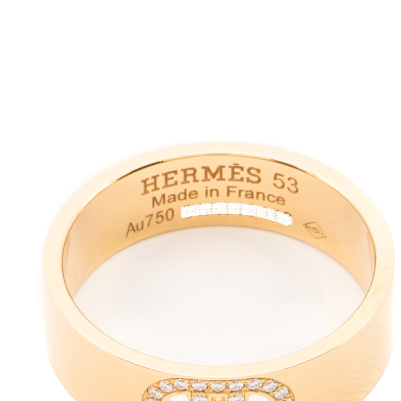 Hermes Size 53 H’Dancre Ring, Small Model rose gold, diamonds