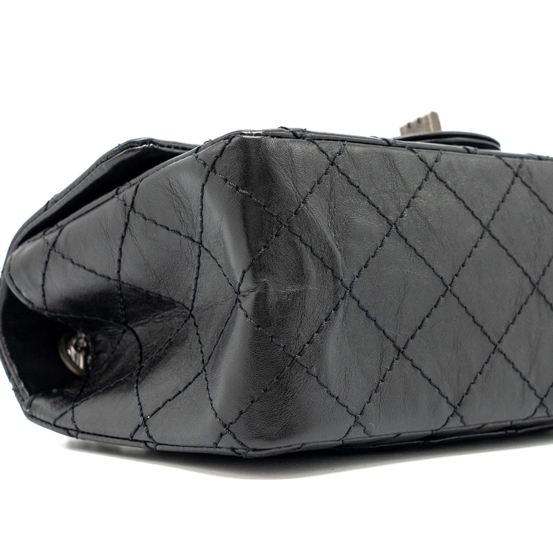 Chanel mini 2.55 Reissue Flap Bag aged calfskin black ruthenium hardware