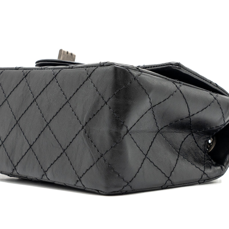 Chanel mini 2.55 Reissue Flap Bag aged calfskin black ruthenium hardware