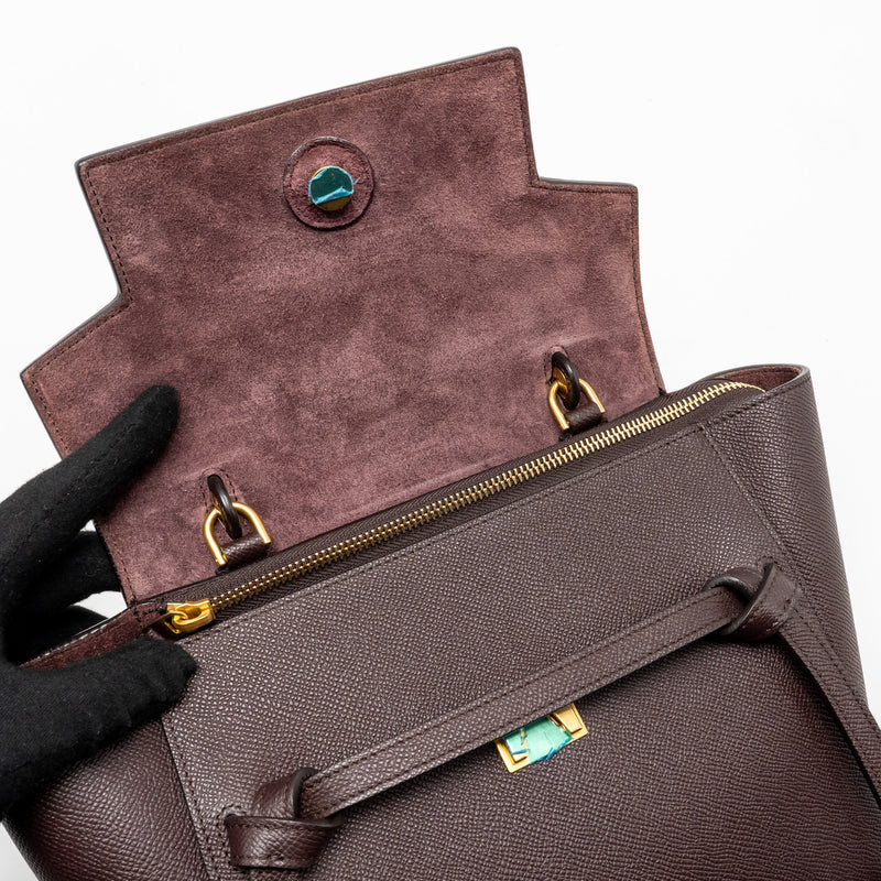 Celine Micro Belt Bag Grained Calfskin Burgundy GHW