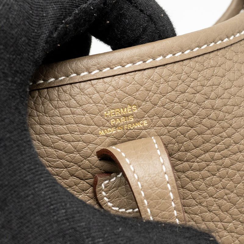 Hermes Mini Evelyne Clemence Etoupe GHW Stamp K
