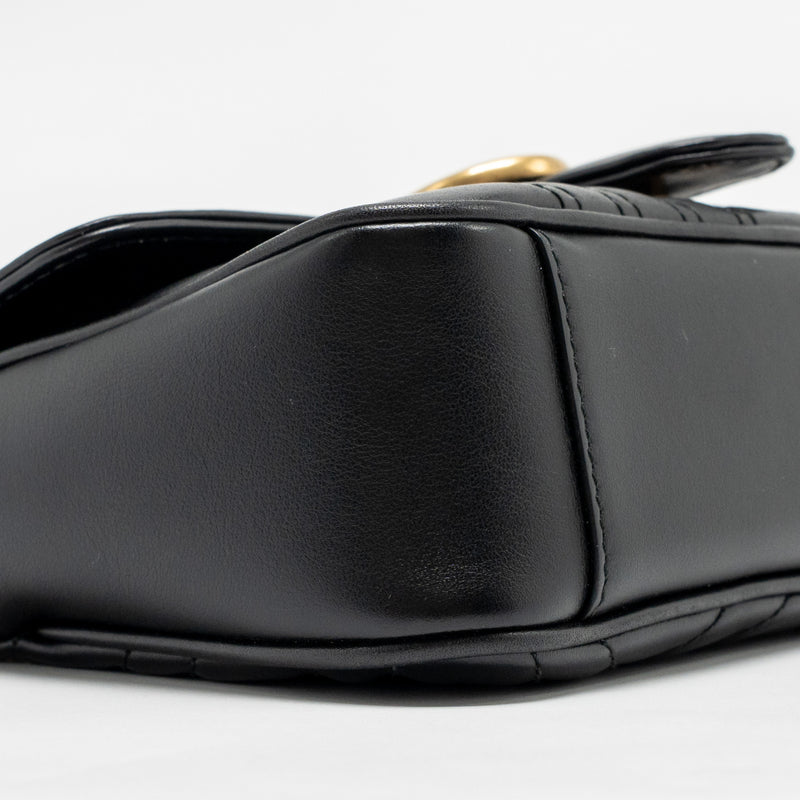Gucci Small GG Marmont Shoulder Bag Calfskin Black GHW
