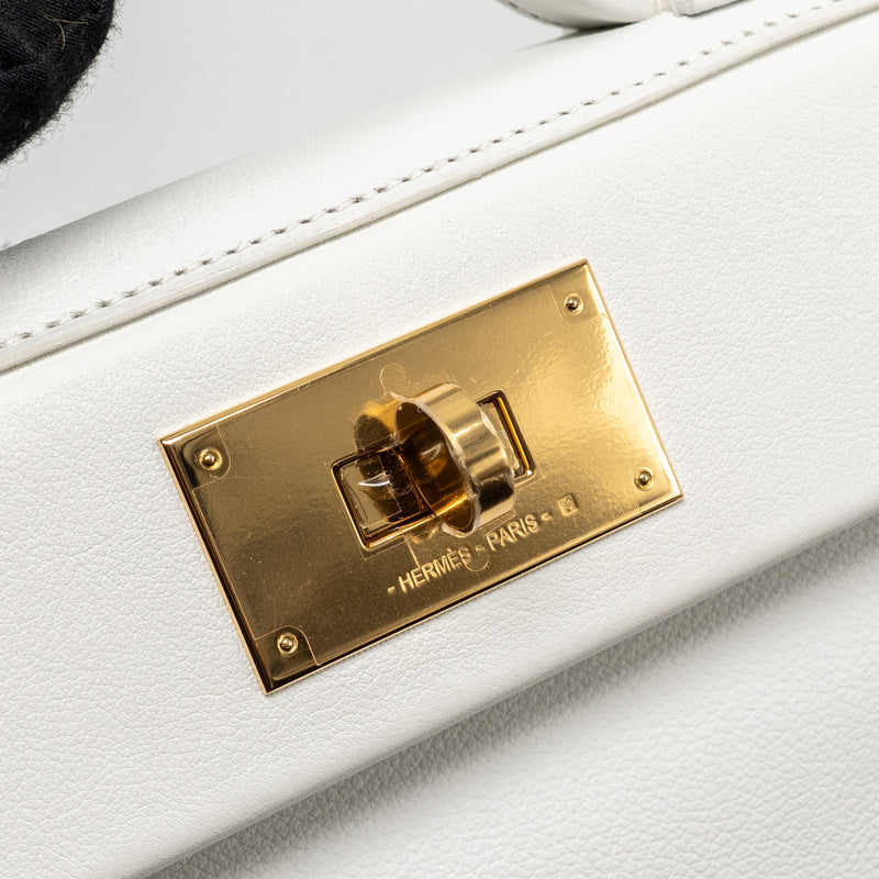 Hermes Mini 2424 24/24-21 Bag Evercolor/Swift New White GHW Stamp B