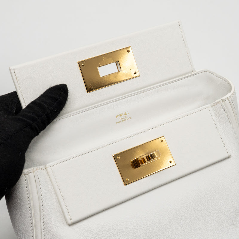 Hermes Mini 2424 24/24-21 Bag Evercolor/Swift New White GHW Stamp B