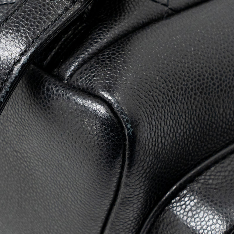 Chanel Triple Pocket Backpack Caviar Black LGHW (microchip)